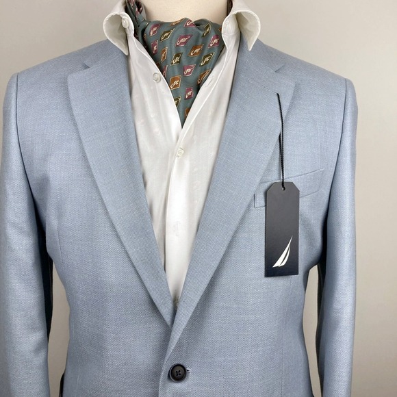 Nautica Mens Modern-Fit Textured Blazer Jacket Light Blue Size 42L